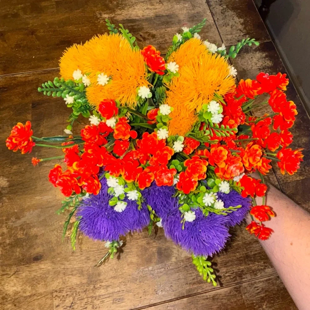 Vibrant Artificial Floral Bundles (7 Pack) Purple, Orange, Yellow, White